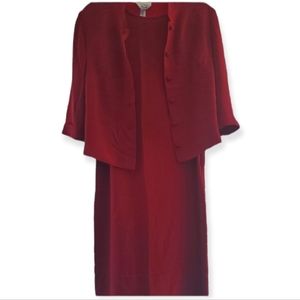 Talbots Pure Silk Dress Burgundy w/Jacket Size 10